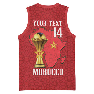 Morocco Football Custom Basketball Jersey Atlas Lions Champions African Red Islamic Pattern