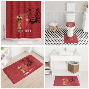 Morocco Football Custom Bathroom Set Atlas Lions Champions African Red Islamic Pattern