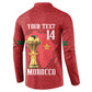 Morocco Football Custom Button Sweatshirt Atlas Lions Champions African Red Islamic Pattern