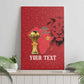 Morocco Football Custom Canvas Wall Art Atlas Lions Champions African Red Islamic Pattern