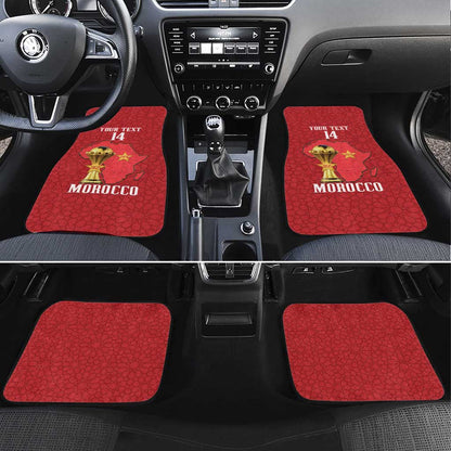 Morocco Football Custom Car Mats Atlas Lions Champions African Red Islamic Pattern