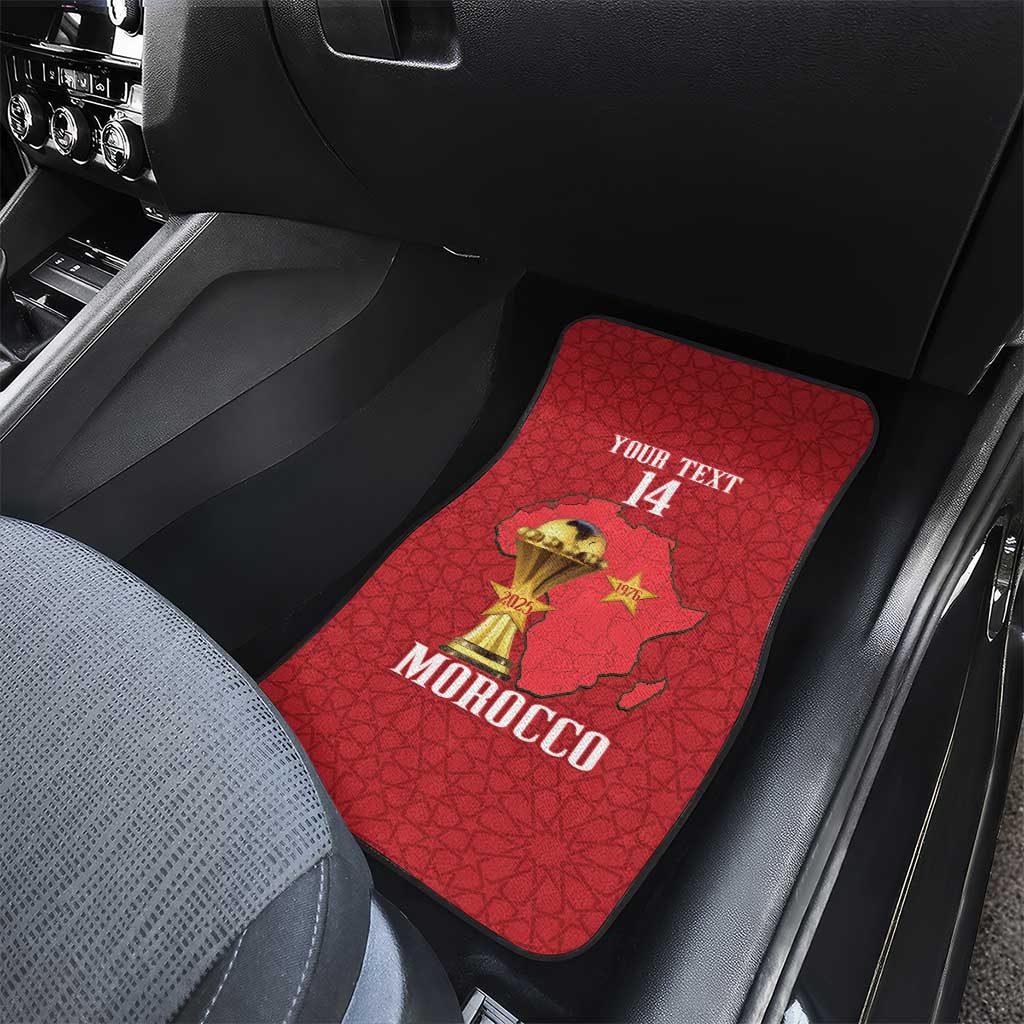 Morocco Football Custom Car Mats Atlas Lions Champions African Red Islamic Pattern