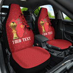 Morocco Football Custom Car Seat Cover Atlas Lions Champions African Red Islamic Pattern