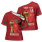 Morocco Football Custom Cross Shoulder Shirt Atlas Lions Champions African Red Islamic Pattern
