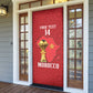 Morocco Football Custom Door Cover Atlas Lions Champions African Red Islamic Pattern