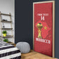 Morocco Football Custom Door Cover Atlas Lions Champions African Red Islamic Pattern