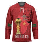 Morocco Football Custom Hockey Jersey Atlas Lions Champions African Red Islamic Pattern