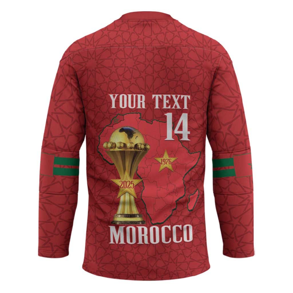 Morocco Football Custom Hockey Jersey Atlas Lions Champions African Red Islamic Pattern