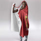 Morocco Football Custom Hooded Blanket Atlas Lions Champions African Red Islamic Pattern