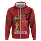 Morocco Football Custom Hoodie Atlas Lions Champions African Red Islamic Pattern