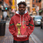 Morocco Football Custom Hoodie Atlas Lions Champions African Red Islamic Pattern