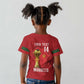 Morocco Football Custom Kid T shirt Atlas Lions Champions African Red Islamic Pattern