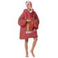 Morocco Football Custom Kid Wearable Blanket Hoodie Atlas Lions Champions African Red Islamic Pattern