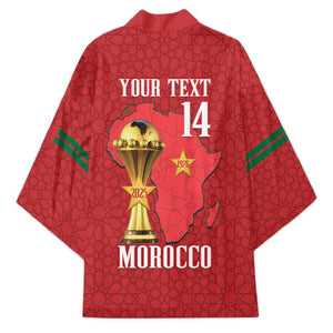 Morocco Football Custom Kimono Atlas Lions Champions African Red Islamic Pattern