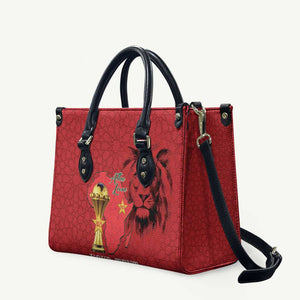 Morocco Football Custom Leather Bag Atlas Lions Champions African Red Islamic Pattern