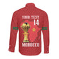 Morocco Football Custom Long Sleeve Button Shirt Atlas Lions Champions African Red Islamic Pattern