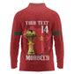Morocco Football Custom Long Sleeve Polo Shirt Atlas Lions Champions African Red Islamic Pattern