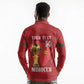 Morocco Football Custom Long Sleeve Polo Shirt Atlas Lions Champions African Red Islamic Pattern
