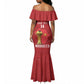 Morocco Football Custom Mermaid Dress Atlas Lions Champions African Red Islamic Pattern