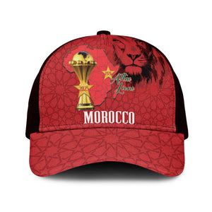 Morocco Football Mesh Trucker Cap Atlas Lions Champions African Red Islamic Pattern