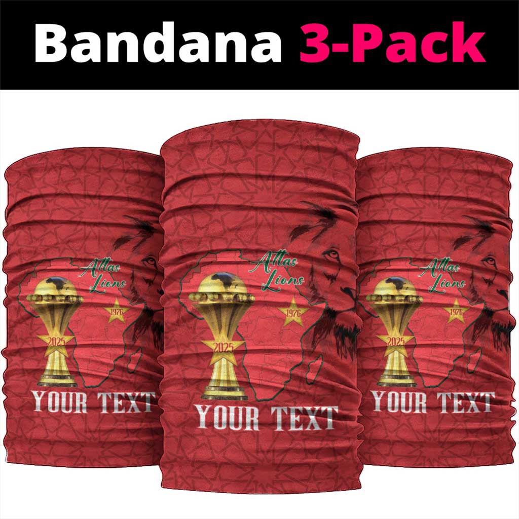 Morocco Football Custom Neck Gaiter Atlas Lions Champions African Red Islamic Pattern