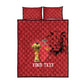 Morocco Football Custom Quilt Bed Set Atlas Lions Champions African Red Islamic Pattern
