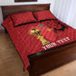 Morocco Football Custom Quilt Bed Set Atlas Lions Champions African Red Islamic Pattern