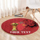 Morocco Football Custom Round Carpet Atlas Lions Champions African Red Islamic Pattern