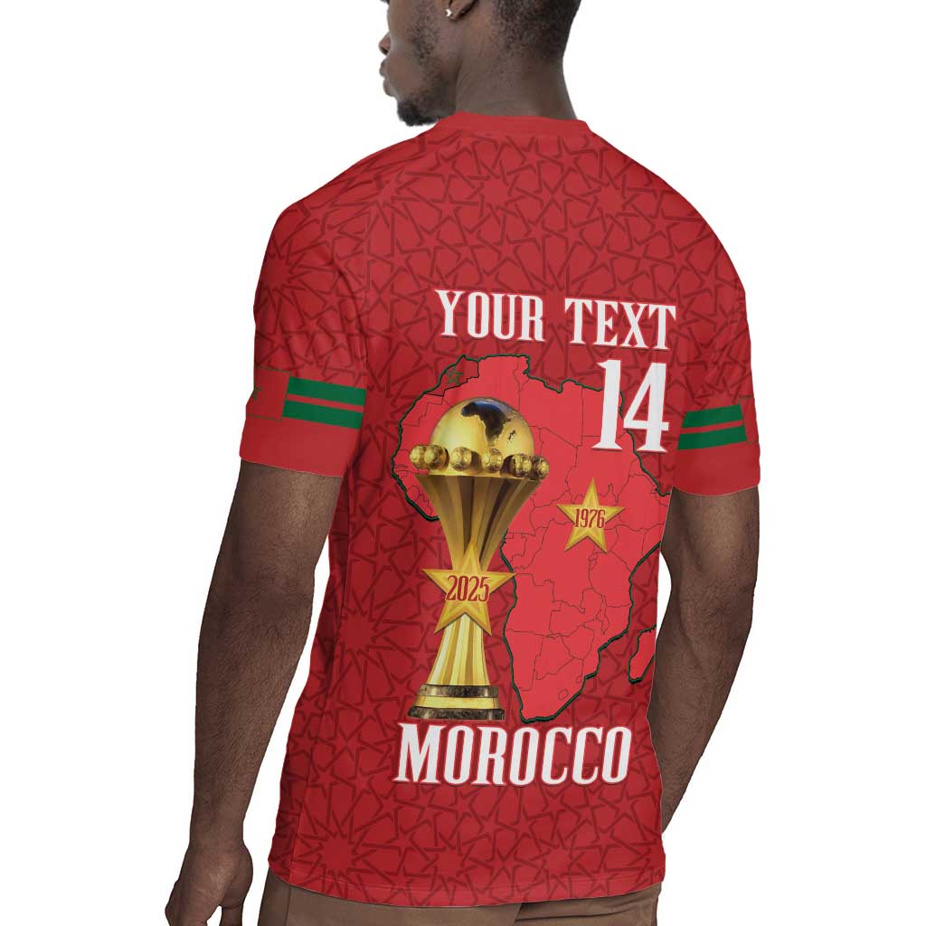 Morocco Football Custom Rugby Jersey Atlas Lions Champions African Red Islamic Pattern