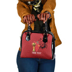 Morocco Football Custom Shoulder Handbag Atlas Lions Champions African Red Islamic Pattern