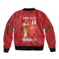 Morocco Football Custom Sleeve Zip Bomber Jacket Atlas Lions Champions African Red Islamic Pattern