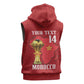 Morocco Football Custom Sleeveless Hoodie Atlas Lions Champions African Red Islamic Pattern