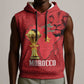 Morocco Football Custom Sleeveless Hoodie Atlas Lions Champions African Red Islamic Pattern