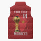 Morocco Football Custom Sleeveless Puffer Jacket Atlas Lions Champions African Red Islamic Pattern
