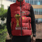 Morocco Football Custom Sleeveless Puffer Jacket Atlas Lions Champions African Red Islamic Pattern