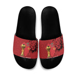 Morocco Football Custom Slide Sandals Atlas Lions Champions African Red Islamic Pattern