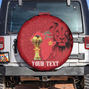 Morocco Football Custom Spare Tire Cover Atlas Lions Champions African Red Islamic Pattern