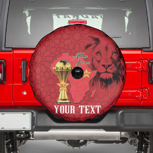 Morocco Football Custom Spare Tire Cover Atlas Lions Champions African Red Islamic Pattern