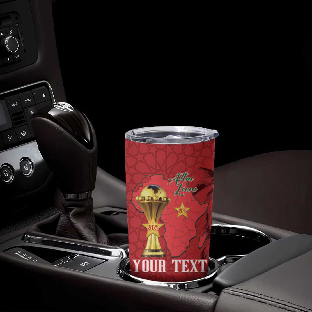 Morocco Football Custom Tumbler Cup Atlas Lions Champions African Red Islamic Pattern