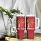 Morocco Football Custom Tumbler With Handle Atlas Lions Champions African Red Islamic Pattern