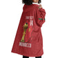 Morocco Football Custom Wearable Blanket Hoodie Atlas Lions Champions African Red Islamic Pattern