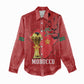 Morocco Football Custom Women Casual Shirt Atlas Lions Champions African Red Islamic Pattern