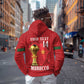 Morocco Football Custom Zip Hoodie Atlas Lions Champions African Red Islamic Pattern