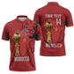 Morocco Football Custom Zipper Polo Shirt Atlas Lions Champions African Red Islamic Pattern