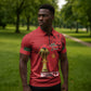 Morocco Football Custom Zipper Polo Shirt Atlas Lions Champions African Red Islamic Pattern