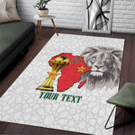 Morocco Football Custom Area Rug Atlas Lions Champions African White Islamic Pattern