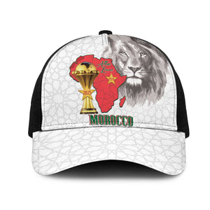 Morocco Football Baseball Net Cap Atlas Lions Champions African White Islamic Pattern