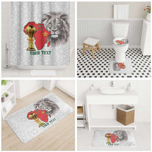 Morocco Football Custom Bathroom Set Atlas Lions Champions African White Islamic Pattern
