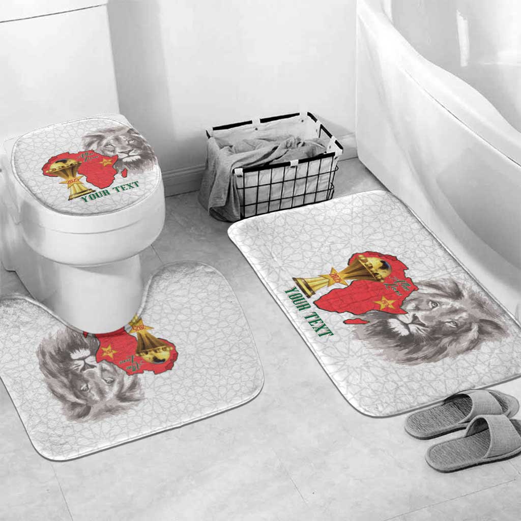Morocco Football Custom Bathroom Set Atlas Lions Champions African White Islamic Pattern