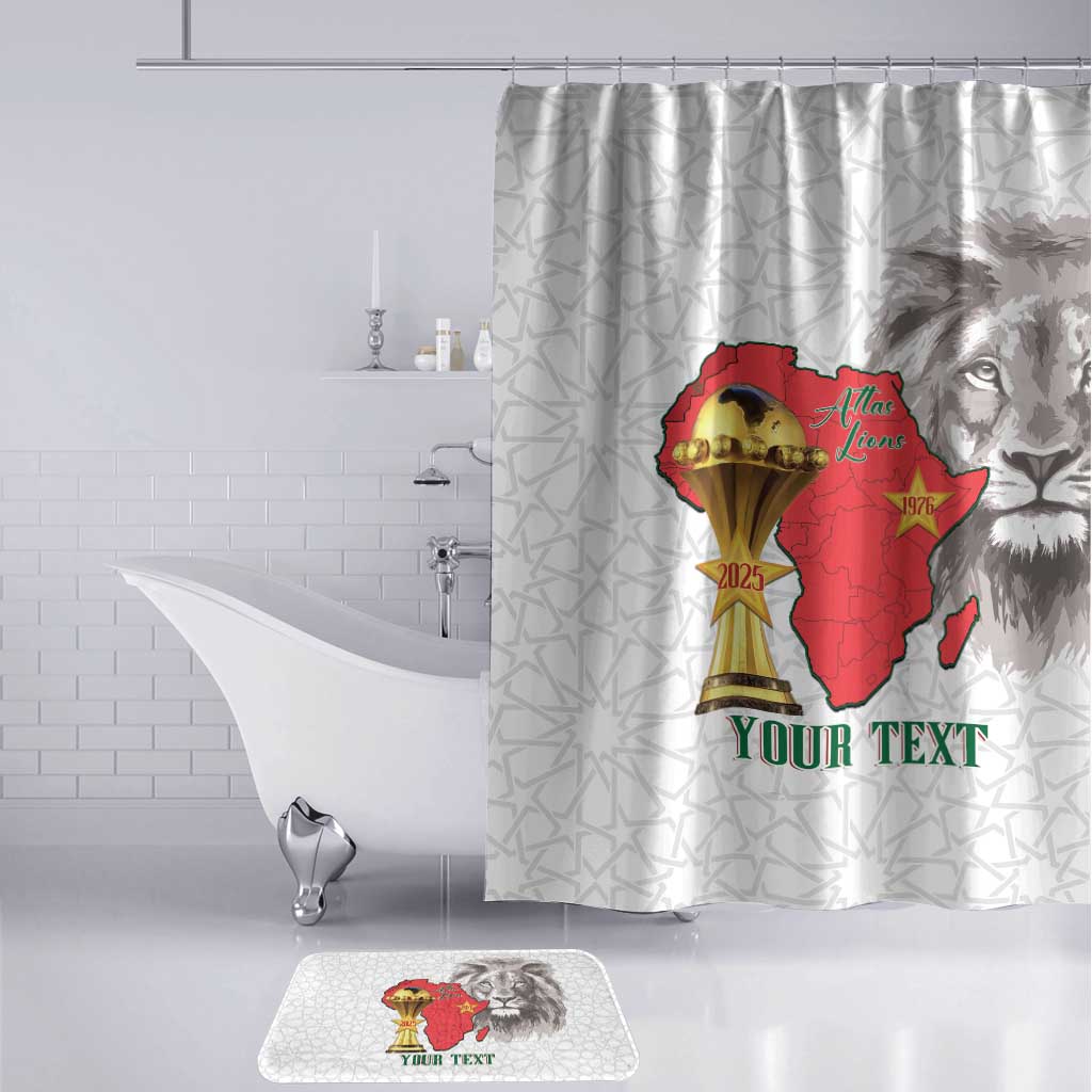 Morocco Football Custom Bathroom Set Atlas Lions Champions African White Islamic Pattern